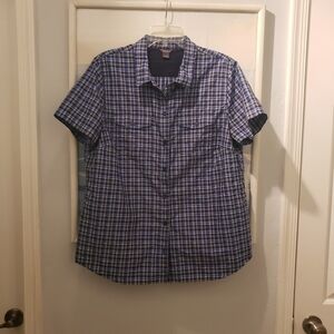 Eddie Bauer Shirt Womens XL Blue Plaid Outdoor Fishing Camping Activewear